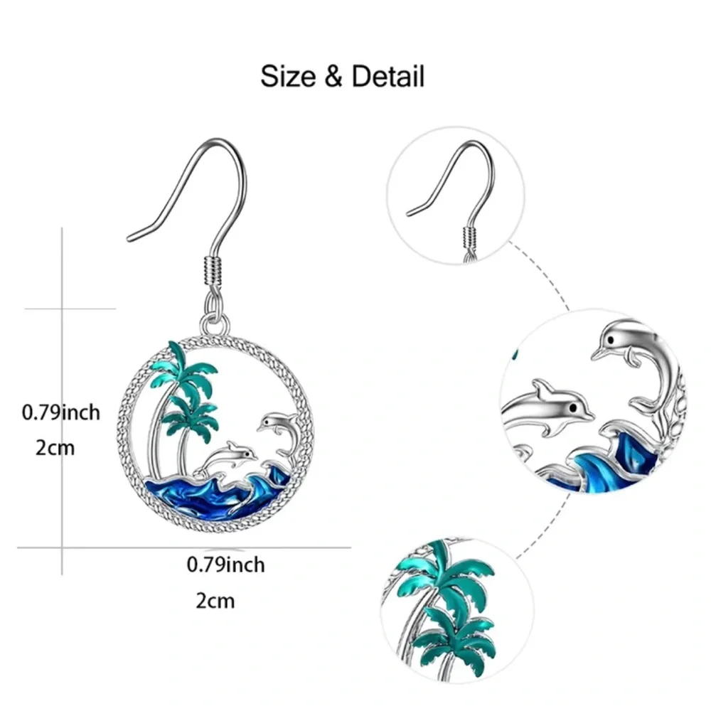 🔴 CLEARANCE NWT 🐬 HYPOALLERGENIC ECO-FRIENDLY ZINC ALLOY DOLPHIN BEACH EARRINGS - Picture 5 of 9